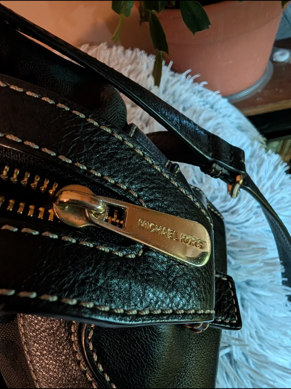 Michael Kors Black MK Signature Satchel Bag